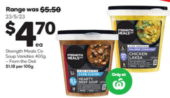 Woolworths Strength Meals Co Soup Varieties 400g offer