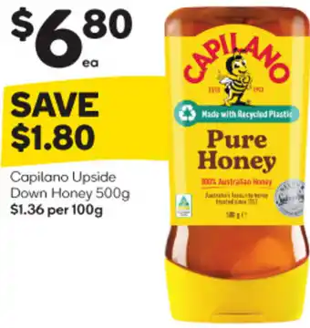 Woolworths Capilano Upside Down Honey 500g $1.36 per 100g offer