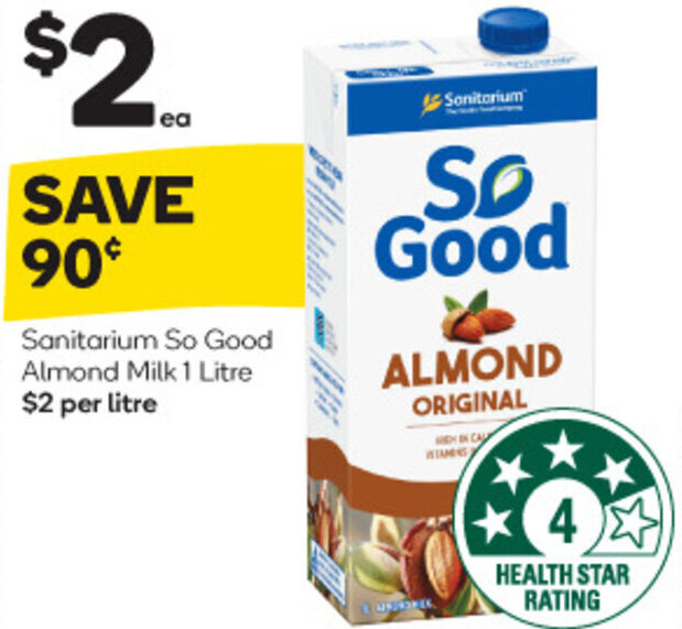 Sanitarium So Good Almond Milk 1 Litre offer at Woolworths