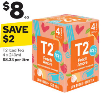 Woolworths T2 Iced Tea 4 x 240ml offer