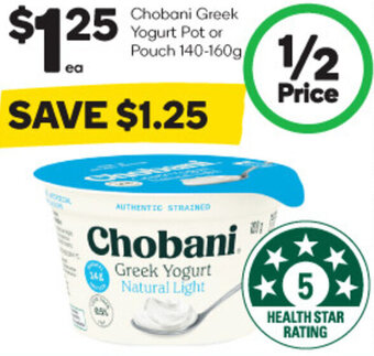 Woolworths Chobani Greek Yogurt Pot or Pouch 140-160g` offer