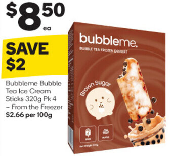 Woolworths Bubbleme Bubble Tea Ice Cream Sticks 320g Pk 4 offer