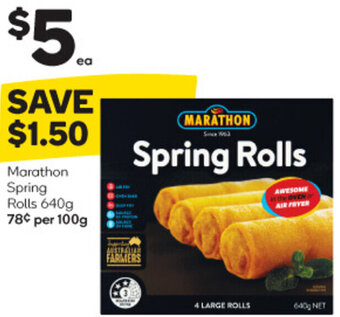 Woolworths Marathon Spring Rolls 640g offer