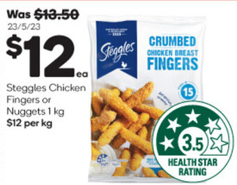 Woolworths Steggles Chicken Fingers or Nuggets 1 kg offer