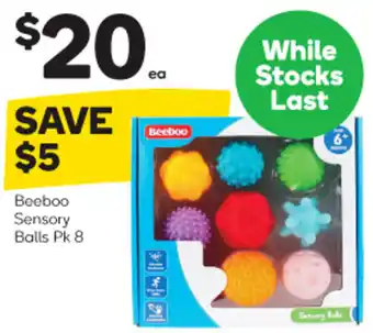 Woolworths Beeboo Sensory Balls Pk 8 offer