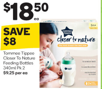 Woolworths Tommee Tippee Closer To Nature Feeding Bottles 340ml Pk 2 offer