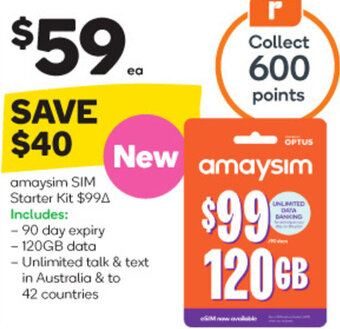 Woolworths amaysim SIM Starter Kit offer
