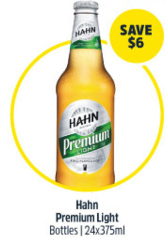 Woolworths Hahn Premium Light Bottles | 24x375ml offer