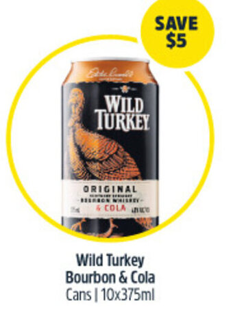 Woolworths Wild Turkey Bourbon & Cola Cans | 10x375ml offer