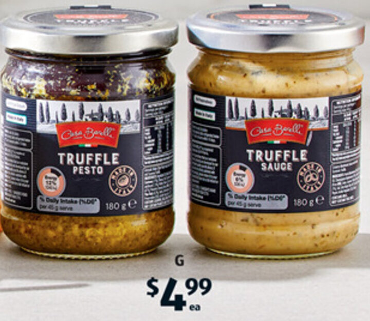 G Truffle Sauce or Truffle Pesto 180g offer at ALDI