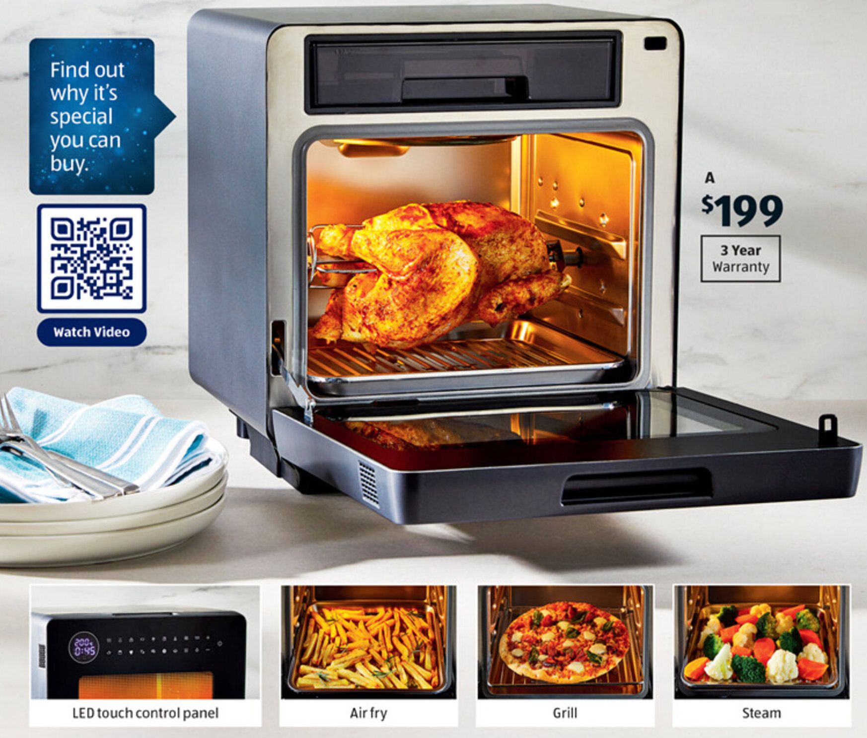 A 15L Steam Air Fryer Oven offer at ALDI