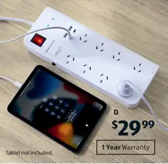 D 8-Way Surge Protection Powerboard with USB-A and C