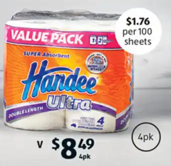 ALDI V Handee Paper Towel 4pk offer