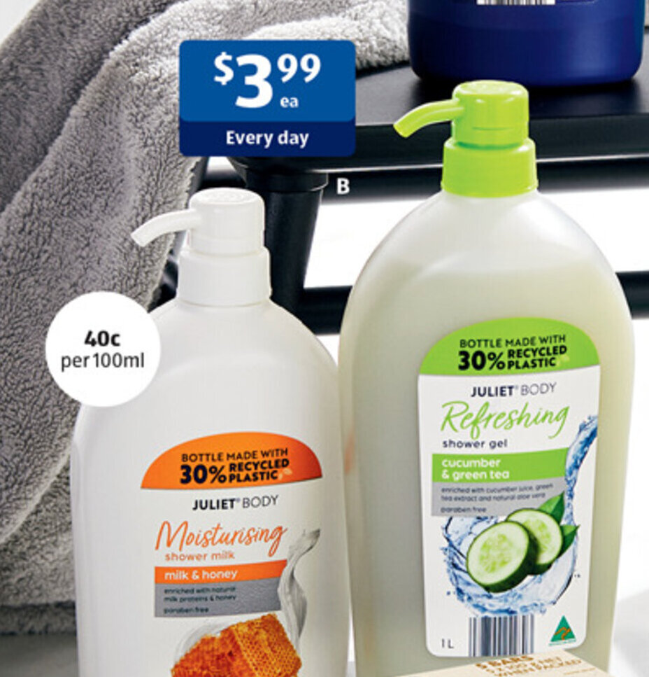 B Juliet Body Assorted Shower Gel 1L offer at ALDI
