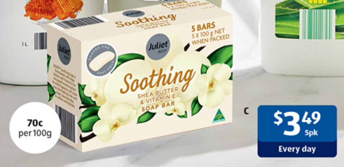 C Juliet Body Soap Bar 5pk/500g offer at ALDI
