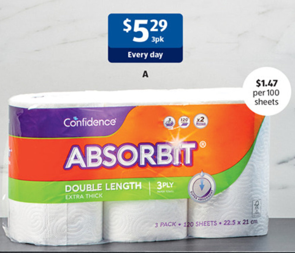A Confidence Paper Towel 3ply 3pk offer at ALDI