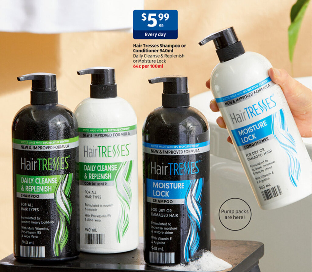 Hair Tresses Shampoo or Conditioner 940ml offer at ALDI
