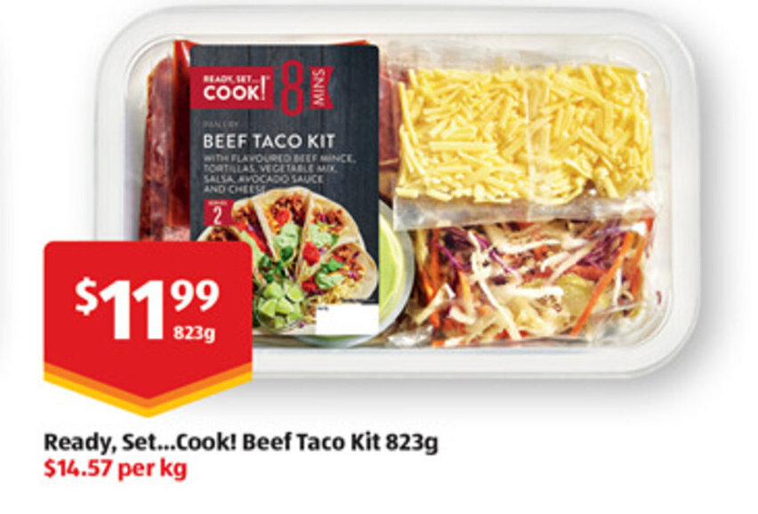 Ready, Set...Cook! Beef Taco Kit 823g offer at ALDI
