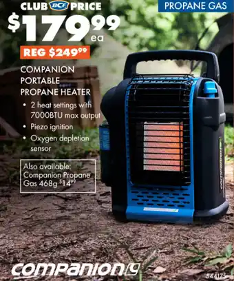 BCF COMPANION PORTABLE PROPANE HEATER offer