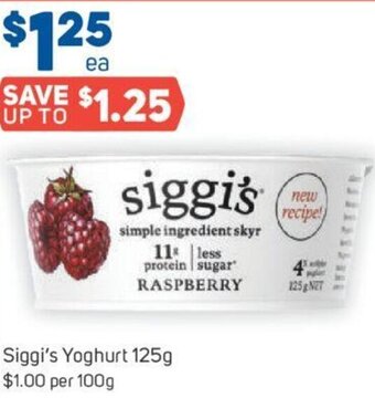 Foodland Siggi's Yoghurt 125g offer