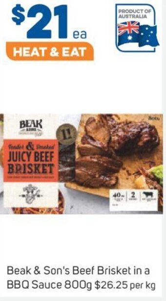 Foodland Beak & Son's Beef Brisket in a BBQ Sauce 800g offer