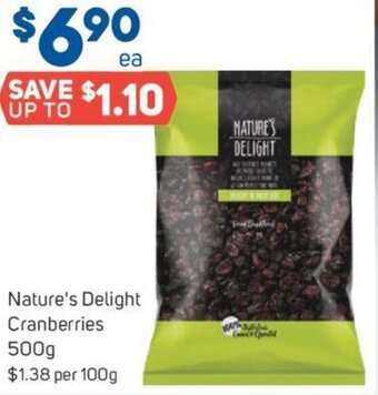 Foodland Nature's Delight Cranberries 500g offer