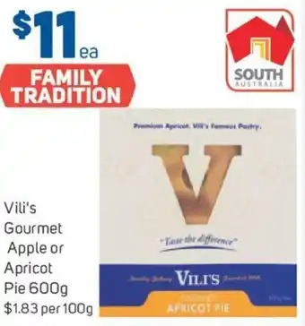 Foodland Vili's Gourmet Apple or Apricot Pie 600g offer