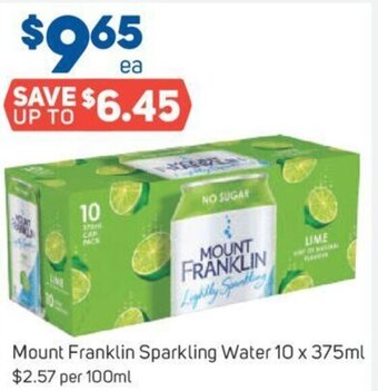 Foodland Mount Franklin Sparkling Water 10 x 375ml offer