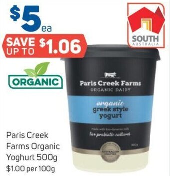 Foodland Paris Creek Farms Organic Yoghurt 500g offer