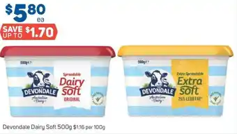 Foodland Devondale Dairy Soft Devondale Dairy Soft 500g $1.16 per 100g offer