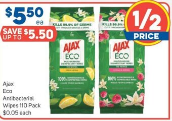 Foodland Ajax Eco Antibacterial Wipes 110 Pack offer