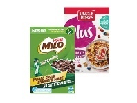 Foodworks Uncle Tobys Plus, Nestlé Milo or Nesquik Cereal 340-435g offer