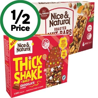 Woolworths Nice & natural thick shake bars 120g pk 6 or nice & natural nut bars 180-192g pk 6 offer