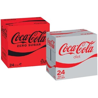 Woolworths Coca-cola classic, zero sugar or diet soft drink varieties 24 x 375ml offer
