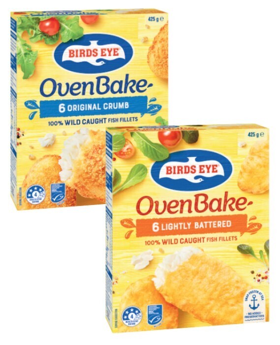 Birds eye oven bake fish fillets 425g offer at Coles