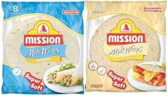 Coles Mission mini wraps 8 pack 384g offer