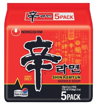 Coles Nongshim noodles 5 pack 600g offer