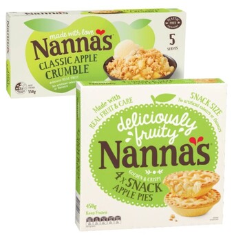 Nanna's apple pies 4 pack 450g or apple crumble 550g