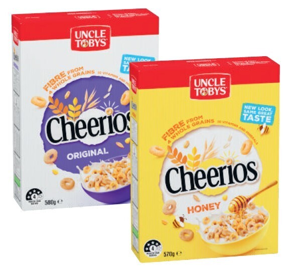 Uncle tobys cheerios cereal 510g580g offer at Coles