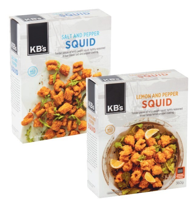 Kb's salt & pepper squid 360g or whiting bites 300g offer at Coles