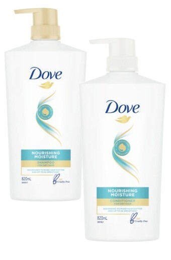 Coles Dove shampoo or conditioner 820ml offer