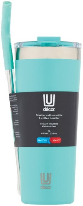 Coles Decor xl double wall smoothie & coffee tumbler 650ml offer