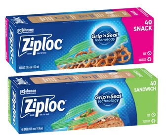 Coles Ziploc sandwich bags or snack bags 40 pack offer