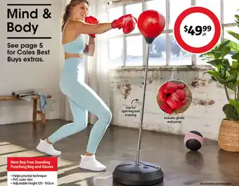 Coles Next Rep Free Standing Punching Bag and Gloves offer