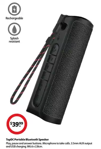 Coles TopDC Portable Bluetooth Speaker offer