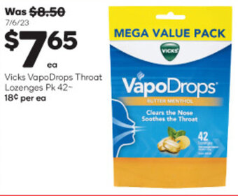 Woolworths Vicks VapoDrops Throat Lozenges Pk 42- offer