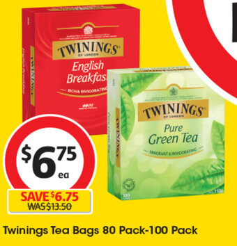 Coles Twinings Tea Bags 80 Pack-100 Pack offer