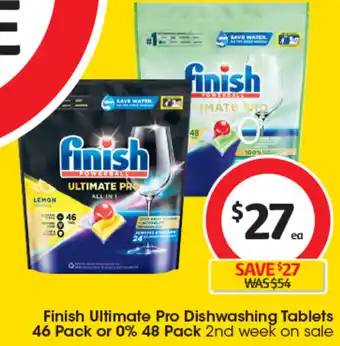 Coles Finish Ultimate Pro Dishwashing Tablets 46 Pack or 0% 48 Pack offer