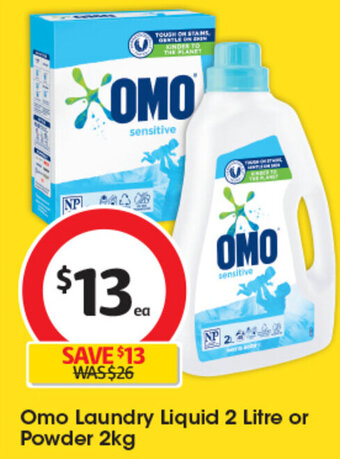 Coles Omo Laundry Liquid 2 Litre or Powder 2kg offer