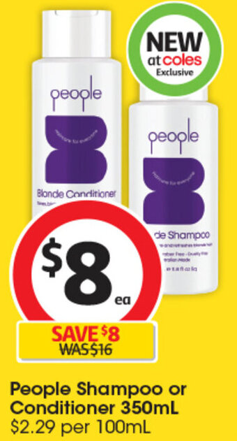Coles People Shampoo or Conditioner 350mL offer